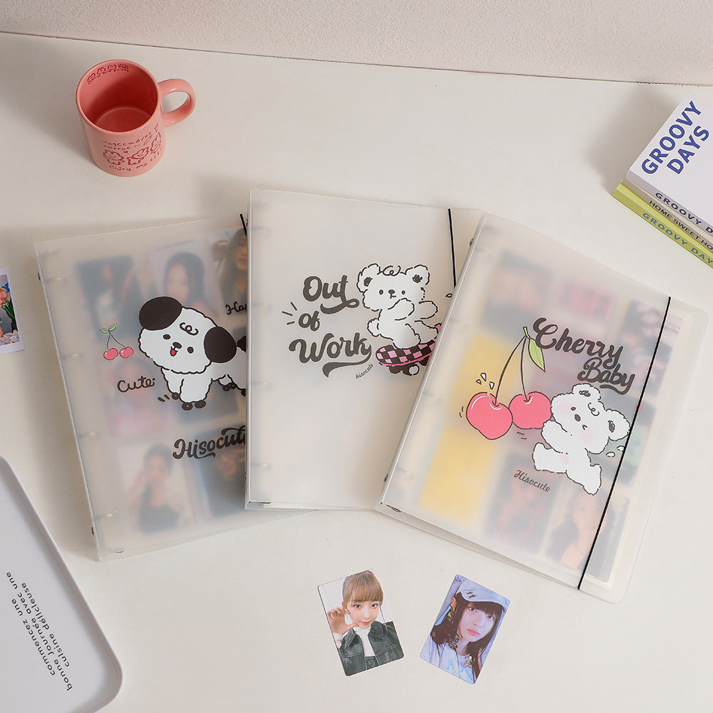 Korean A4 frosted loose-leaf photo album nine grid Polaroid storage book Student girls three inch star card book