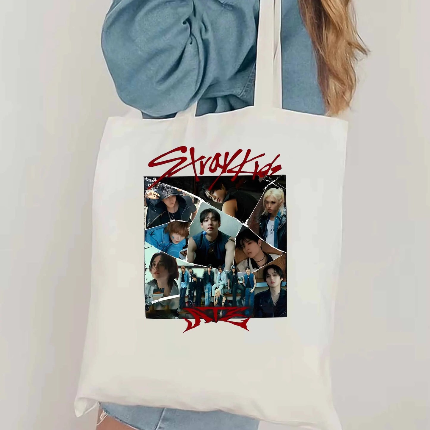 Retro Stray Kids ATE Album Graphic tote bag Stray Kids ChkChkBoom canvas bag Stray Kids Kpop fashion shoulder bag women tote bag