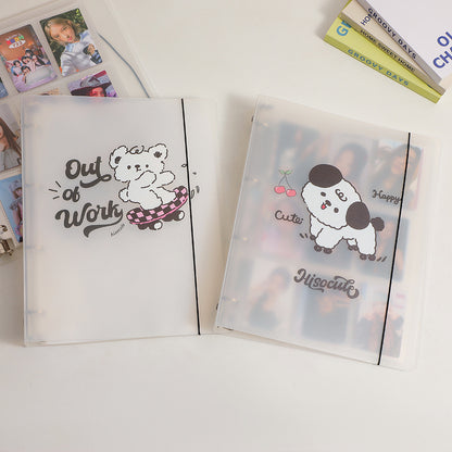 Korean A4 frosted loose-leaf photo album nine grid Polaroid storage book Student girls three inch star card book