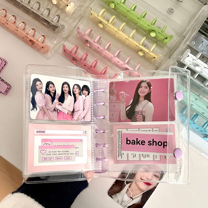 A7 double buckle transparent PVC soft shell color clip loose-leaf handbook book Polaroid album stickers storage book