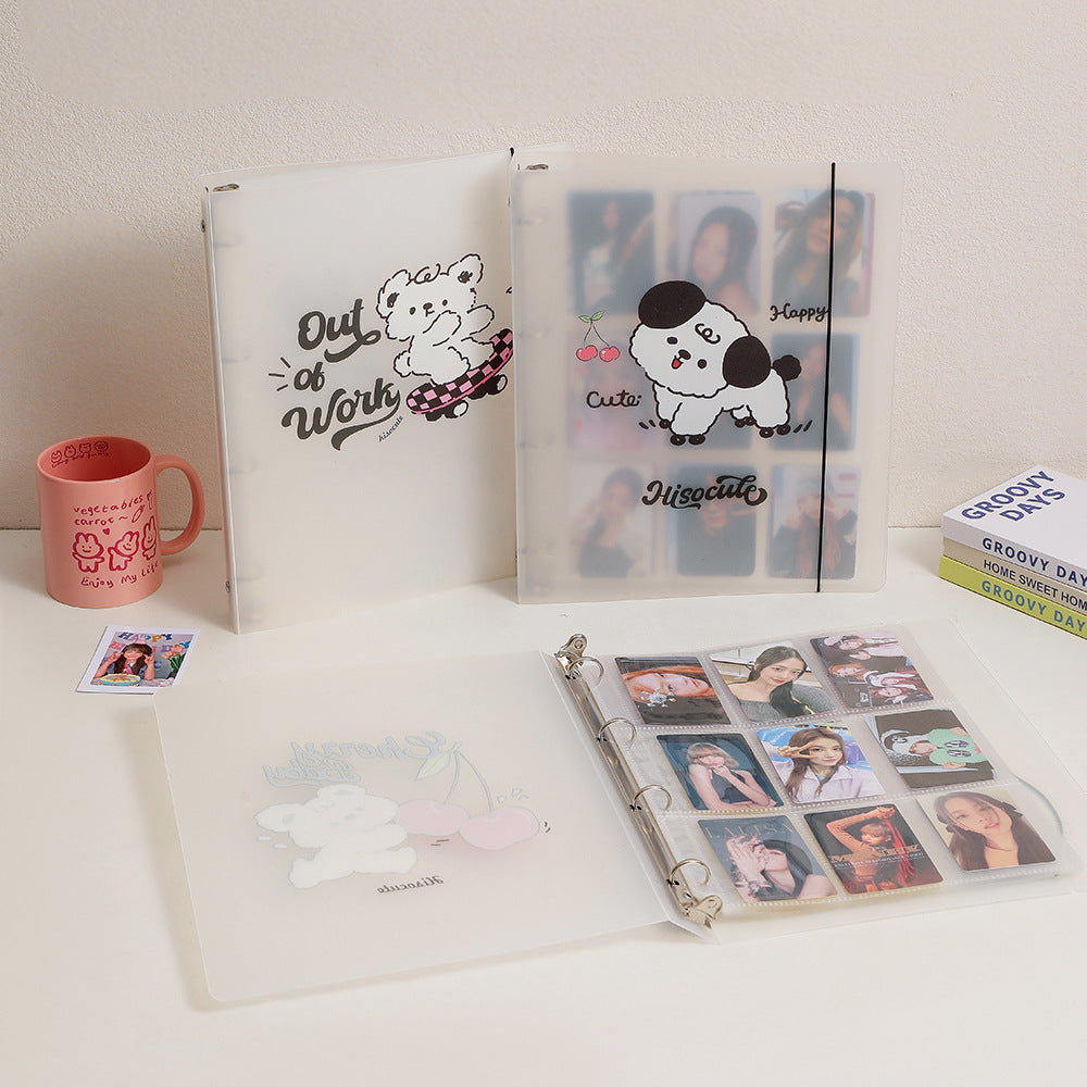 Korean A4 frosted loose-leaf photo album nine grid Polaroid storage book Student girls three inch star card book