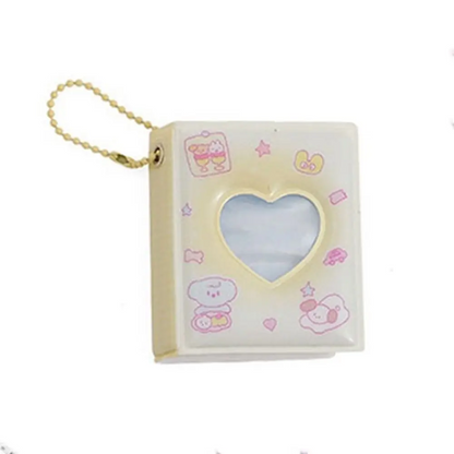 Cartoon 2-inch Mini Photo Album Girl Heart Hollow Photo Sticker Storage Book Key Chain Girl Love Hanger Card Booklet Key Ring