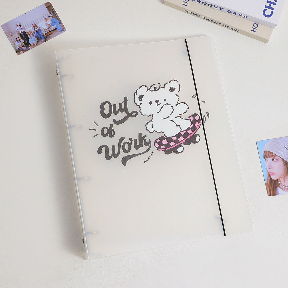 Korean A4 frosted loose-leaf photo album nine grid Polaroid storage book Student girls three inch star card book