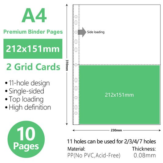 A4 Binder Sleeves Photo Album Binders 1/2/4/6/9 Pockets Inner Pages Transparent Album Accessories Photocard Storage