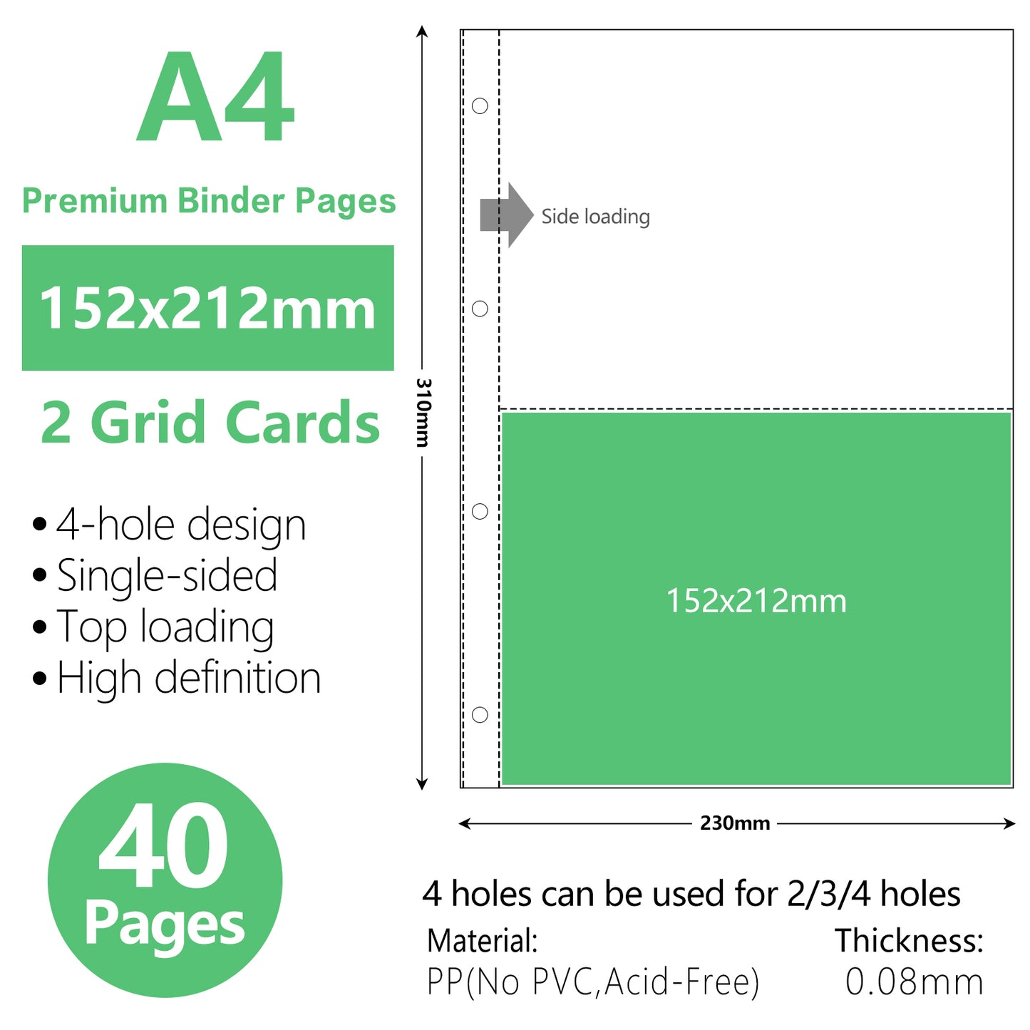 A4 Binder Sleeves Photo Album Binders 1/2/4/6/9 Pockets Inner Pages Transparent Album Accessories Photocard Storage