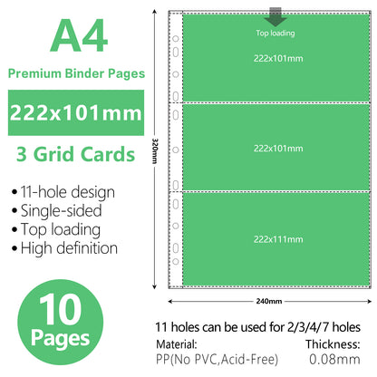 A4 Binder Sleeves Photo Album Binders 1/2/4/6/9 Pockets Inner Pages Transparent Album Accessories Photocard Storage