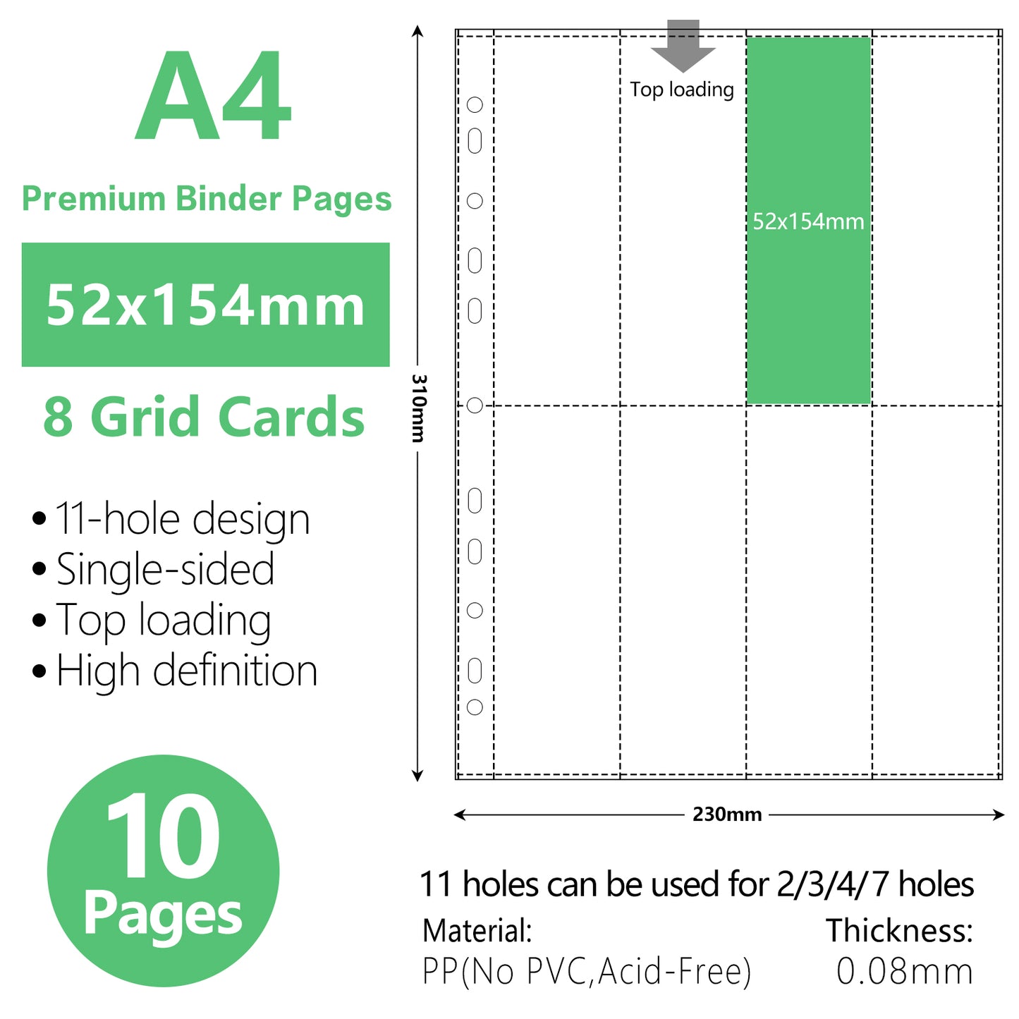 A4 Binder Sleeves Photo Album Binders 1/2/4/6/9 Pockets Inner Pages Transparent Album Accessories Photocard Storage