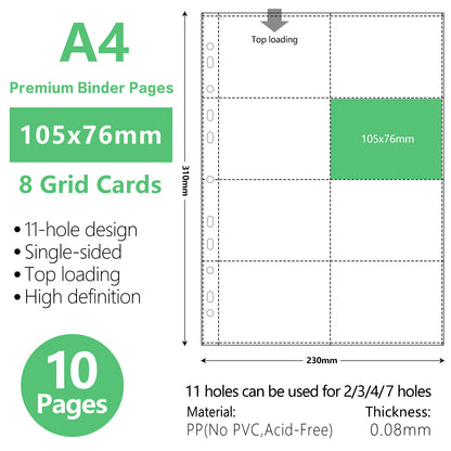 A4 Binder Sleeves Photo Album Binders 1/2/4/6/9 Pockets Inner Pages Transparent Album Accessories Photocard Storage