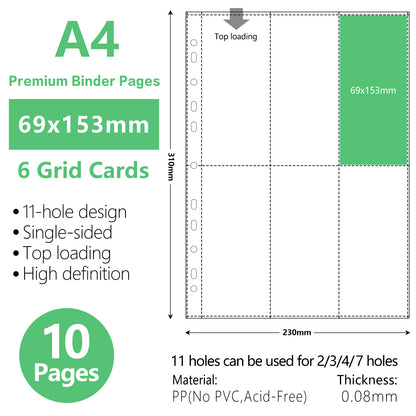 A4 Binder Sleeves Photo Album Binders 1/2/4/6/9 Pockets Inner Pages Transparent Album Accessories Photocard Storage