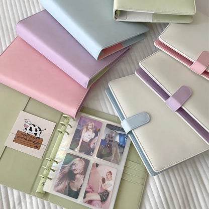 Macaroon A5 Kpop Photocard Binder Collect Book PU Photo Album Idol Picture Cards Storage Korea Kawaii School Stationery