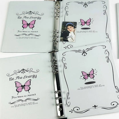 Cute Butterfly A5 Binder Photocard Holder Kpop Idol Photo Album Photocards Collect Book Album for Photographs Stationery