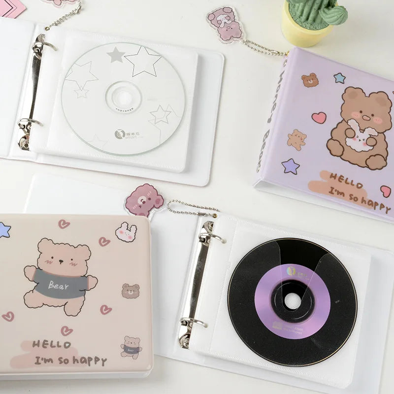 20 Capacity CD Case Holder Organizer Kpop Idol CD Binder Collect Book Kawaii Bear Portable Carrying DVD Album Stationery