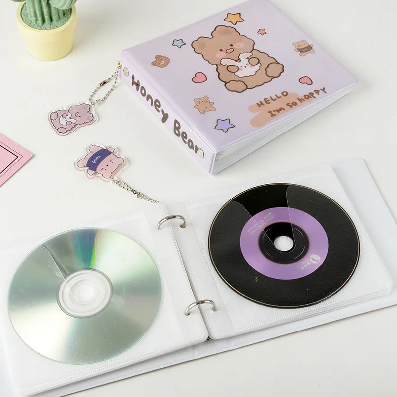 20 Capacity CD Case Holder Organizer Kpop Idol CD Binder Collect Book Kawaii Bear Portable Carrying DVD Album Stationery