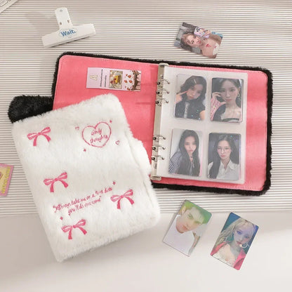 Plush A5 Binder Photocard Holder Photo Album Kpop Idol Photocards Collect Book Student School Notebook Фотоальбом 포카포장용품