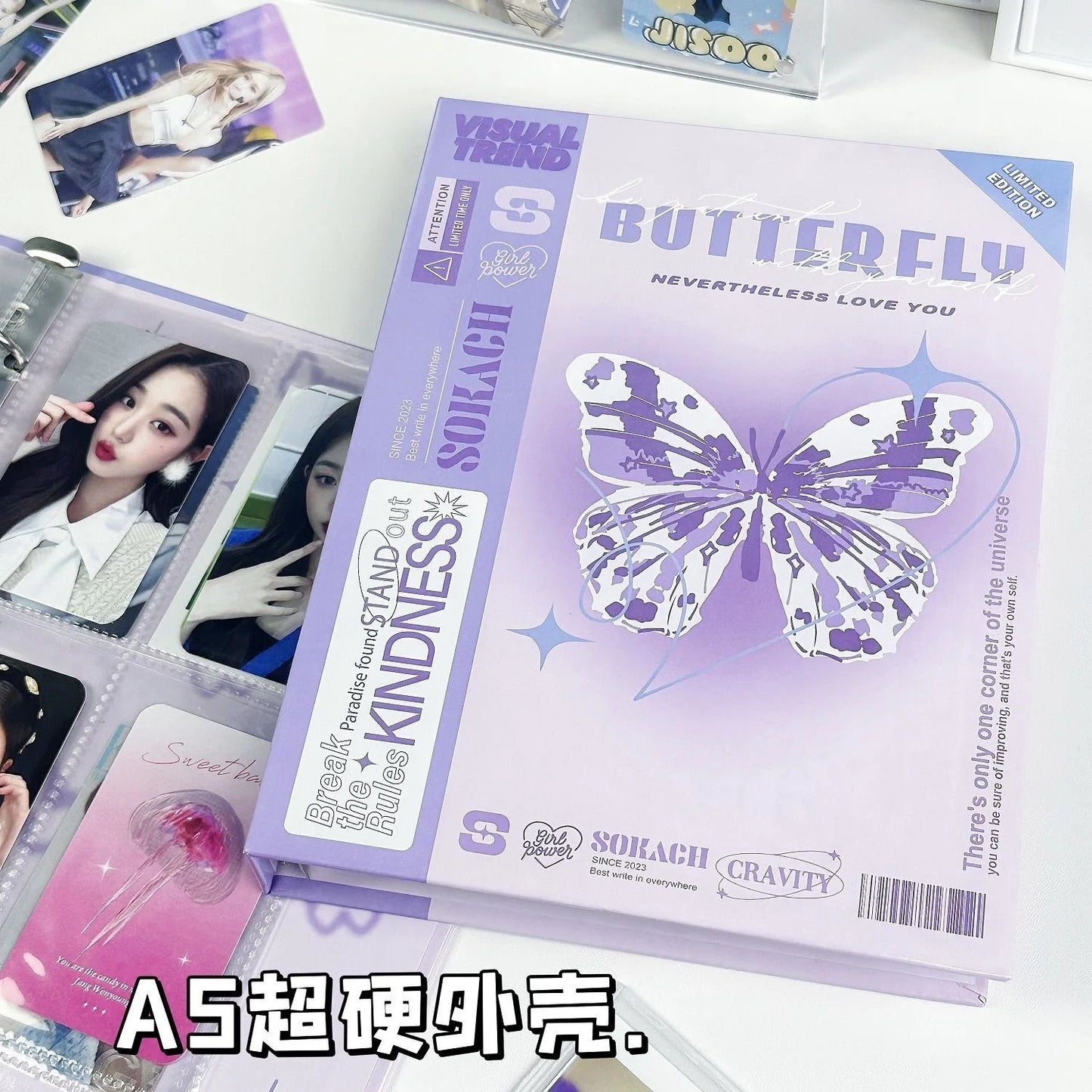 Butterfly A5 Photocard Binder Holder Kpop Idol Photo Album Photocards Collect Book Album for Photographs Cute Stationery