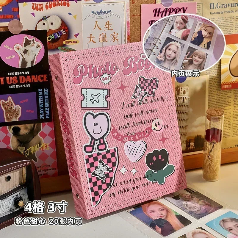 A5 Binder Photocard Holder Kpop Idol Photo Album with 20pcs 3inches Inner Pages Photocards Collect Book Cute Stationery