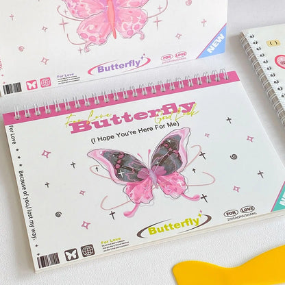 A5 24 Blank Sheets Double-Sided Wind Butterfly Release  Paper Tape Sticker Paper with Plastic Shovel Illustrated Book