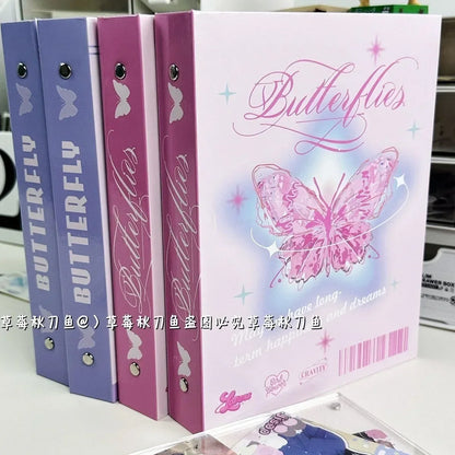 Butterfly A5 Kpop Idol Photo Album Binder Photocard Holder Collect Book Album for Photographs Kawaii School Stationery