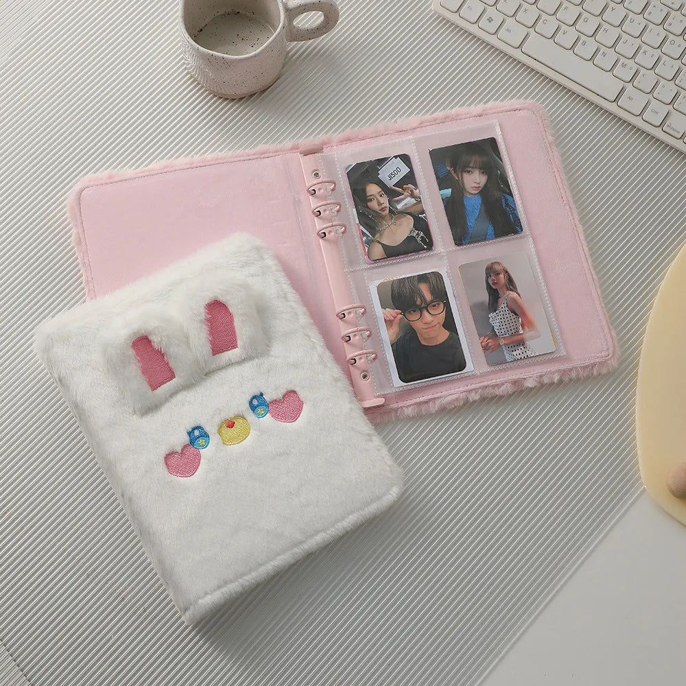 Plush Rabbit A5 Binder Photocard Holder Photo Album Kpop Idol Photocards Collect Book Kawaii Student School Stationery