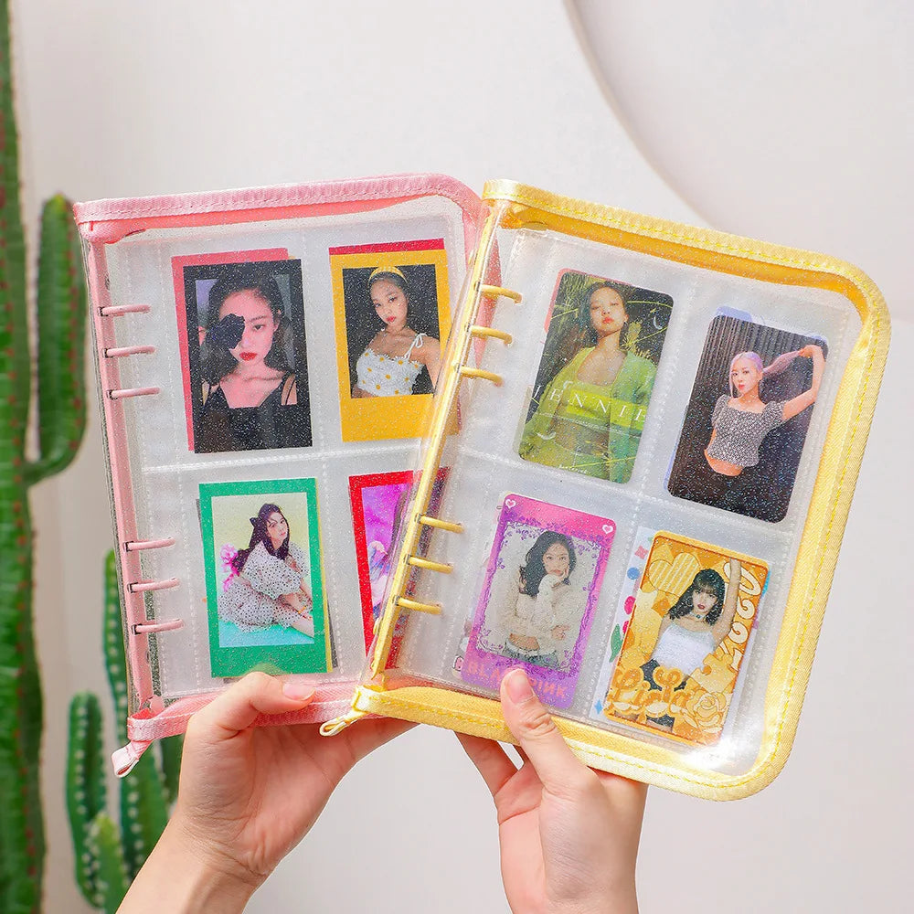 Transparent A5 Kpop Zipper Binder Photocard Collect Book Idol Photo Album Organizer Journal Dairy Stationery Album Fotos