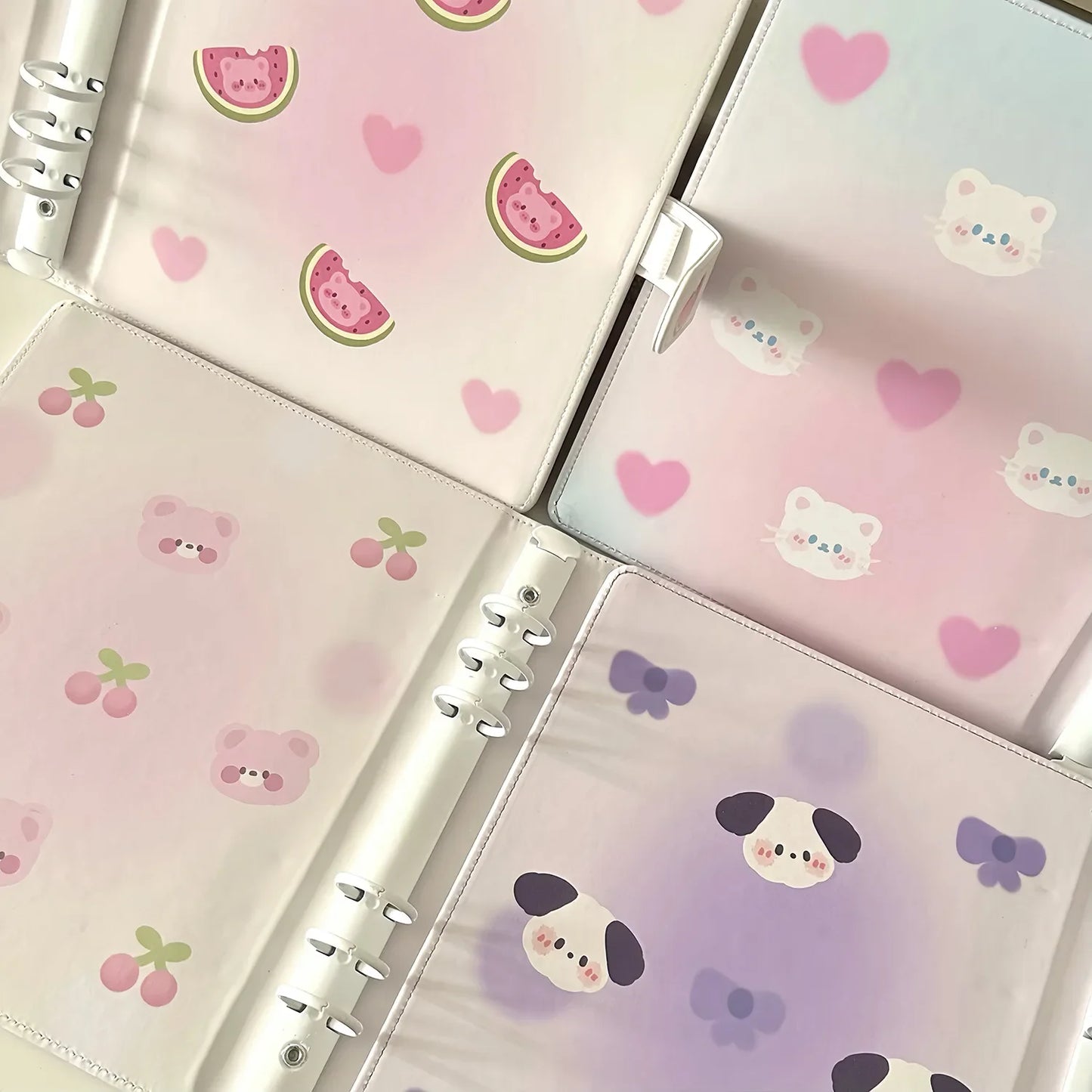 A5 Binder Photocard Holder Kpop Idol Photo Album Kawaii Cat Bear Photocards Collect Book Cards Storage School Stationery