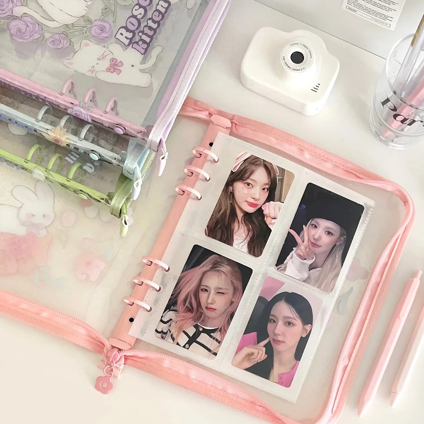 Kawaii A5 Zipper Binder Photocard Holder Kpop Idol Photo Album Collect Book School Stationery Álbumes Para Fotos 포토카드 바인더