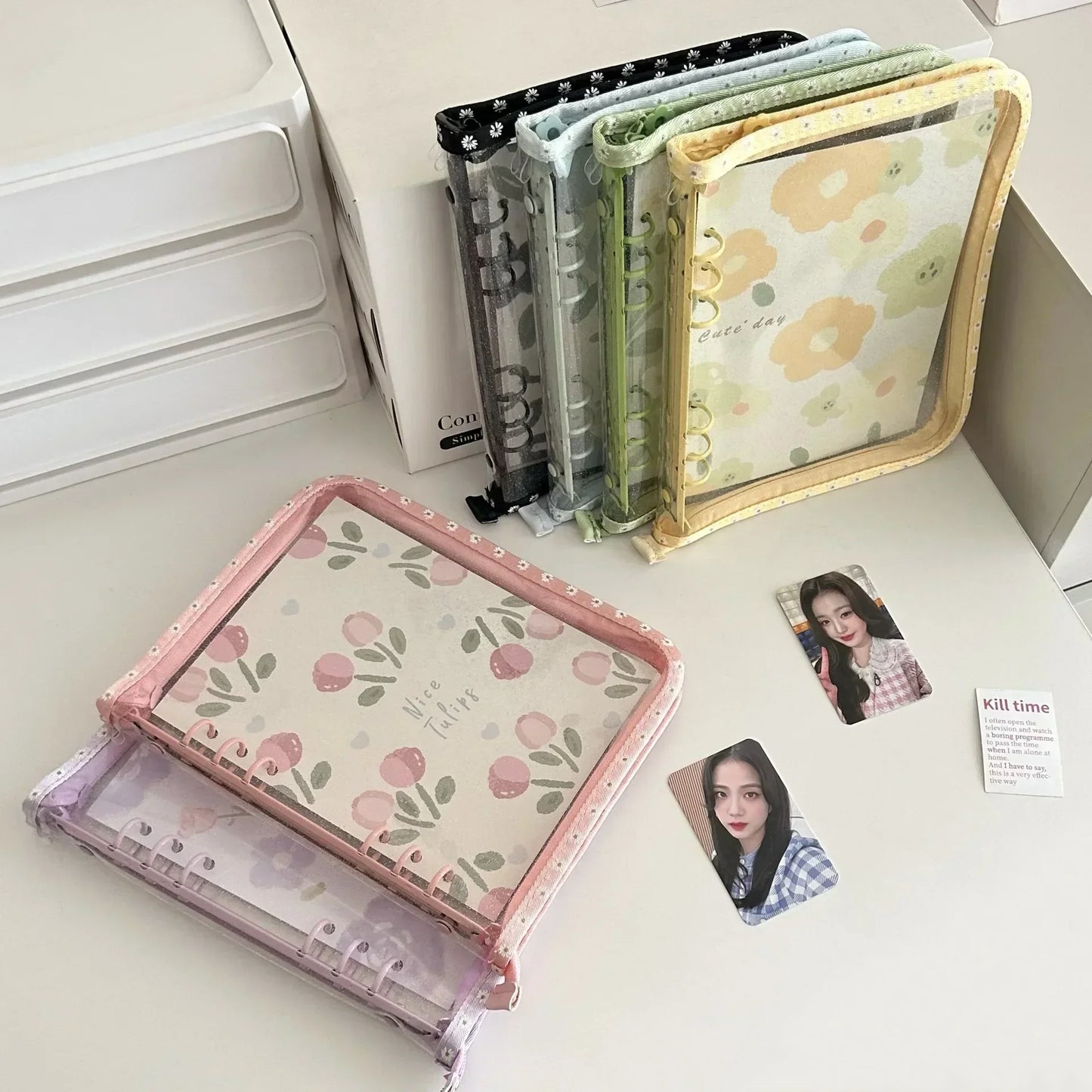 A5 Zipper Binder Photocard Holder Kpop Idol Photo Album DIY Journal Dairy Picture Collect Book School Stationery Supplies