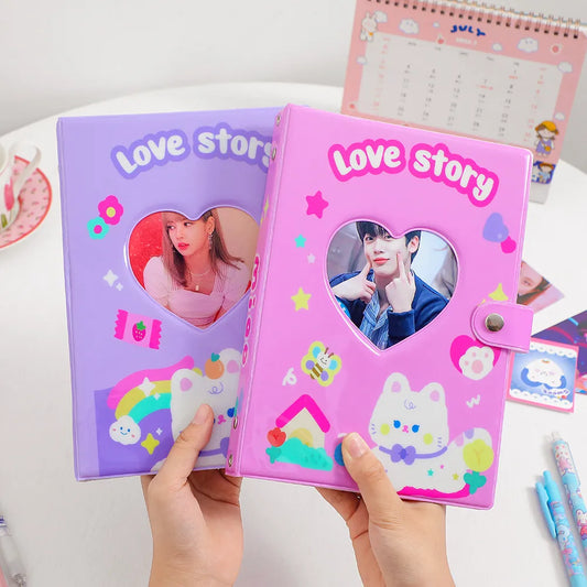 Kawaii Love A5 Kpop Photocard Binder Holder Picture Album Collect Book Idol Photo Card Album Student School Stationery