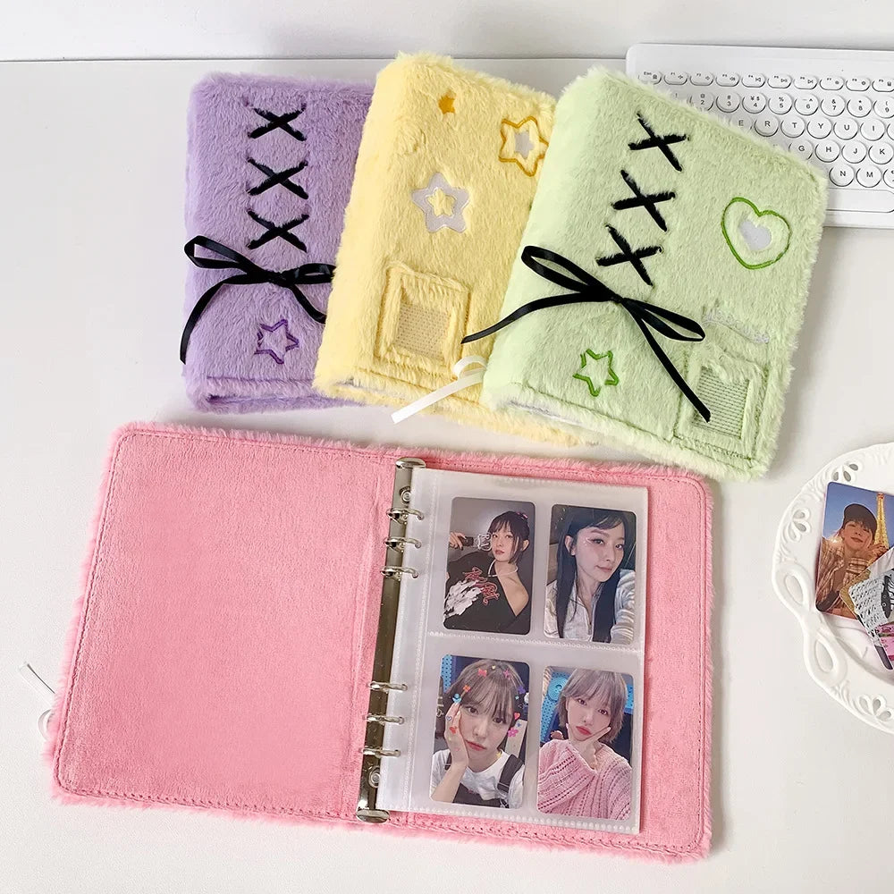 Plush A5 Binder Photocard Holder Photo Album Kpop Idol Photocards Collect Book Student School Notebook Фотоальбом 포카포장용품