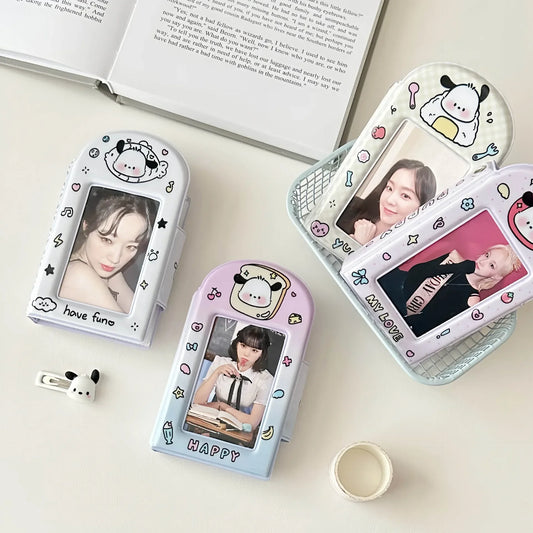 3インチ フォトカードホルダー バインダー Kpop アイドル フォトアルバム 32ポケット フォトカード収集ブック かわいいアルバム