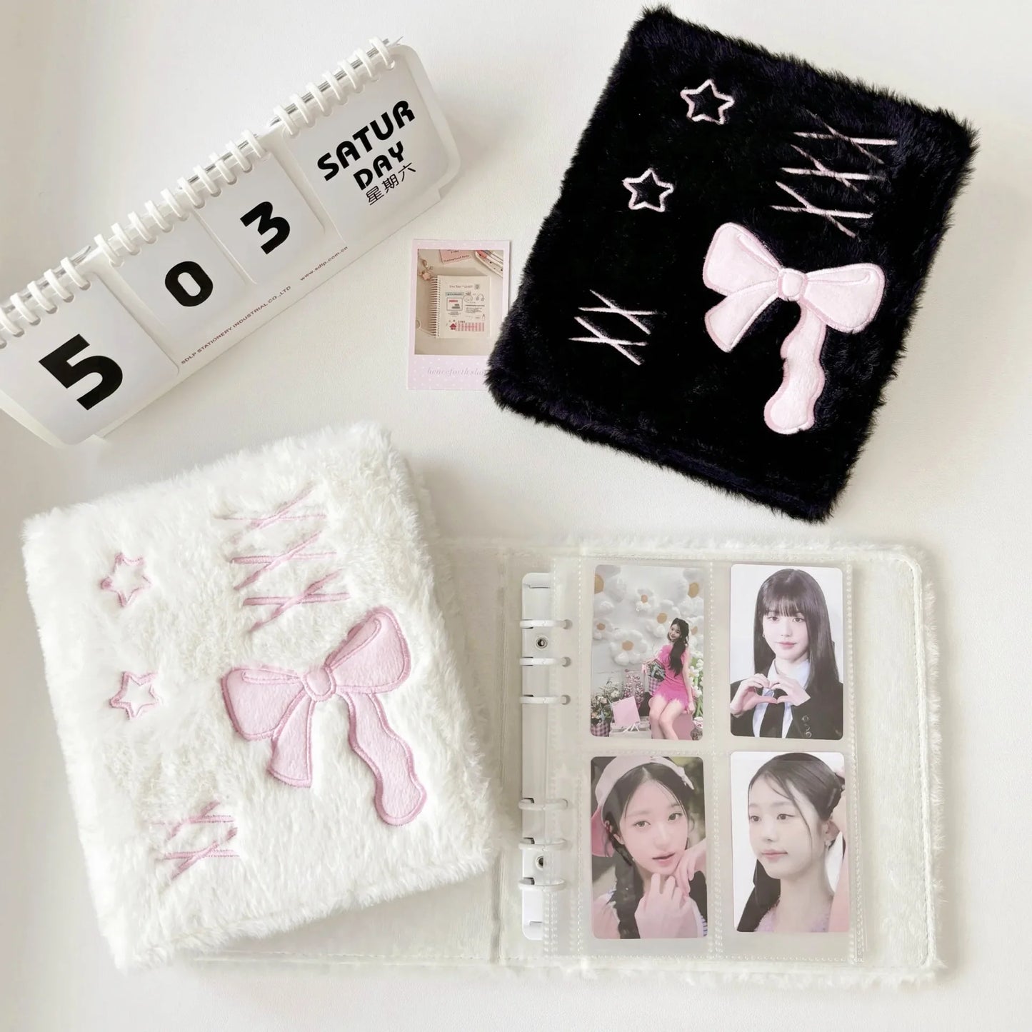 Plush A6 Binder Photocard Holder Kpop Idol Photo Album Photocards Collect Book Kawaii Student School Notebook Stationery