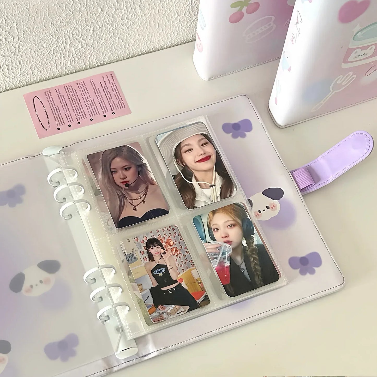 A5 Binder Photocard Holder Kpop Idol Photo Album Kawaii Cat Bear Photocards Collect Book Cards Storage School Stationery