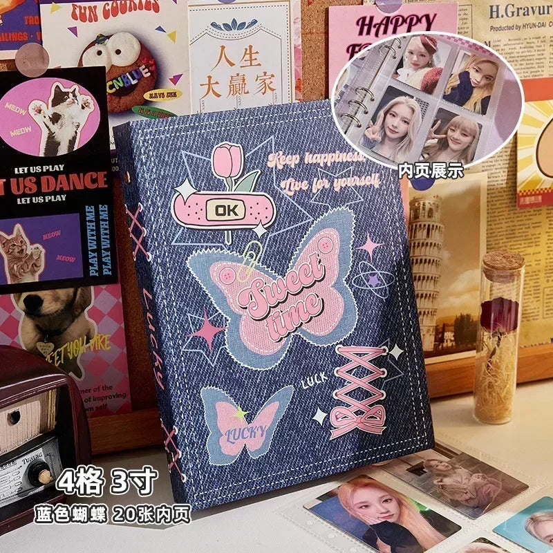 A5 Binder Photocard Holder Kpop Idol Photo Album with 20pcs 3inches Inner Pages Photocards Collect Book Cute Stationery