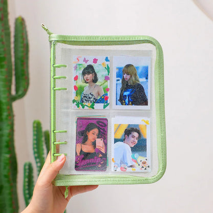 Transparent A5 Kpop Zipper Binder Photocard Collect Book Idol Photo Album Organizer Journal Dairy Stationery Album Fotos