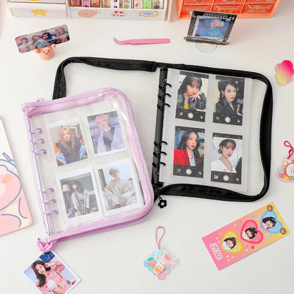 Transparent A5 Kpop Zipper Binder Photocard Collect Book Idol Photo Album Organizer Journal Dairy Stationery Album Fotos