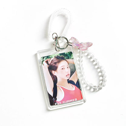 Crystal Butterfly 3inch Kpop Photocard Holder Photo Display Album Credit ID Card Bus Card Cover Keychains Protective Case