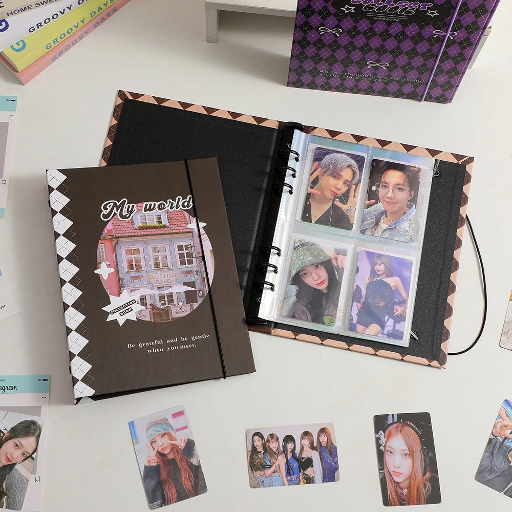 Vintage A5 Kpop Photocard Binder Collect Book Idol Photo Card Holder Photocards Photo Album Student School Stationery