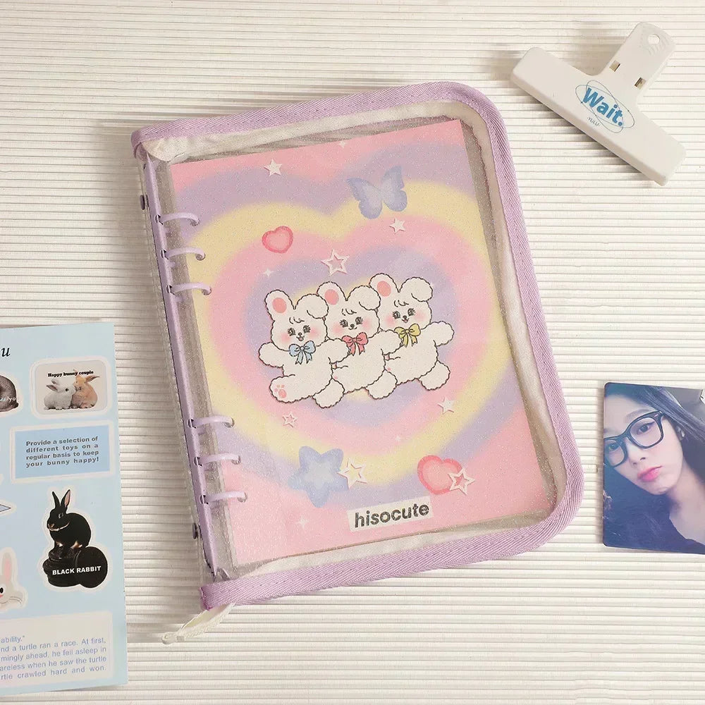 Kawaii A5 Zipper Binder Photocard Holder Kpop Idol Photo Album Collect Book School Stationery Álbumes Para Fotos 포토카드 바인더