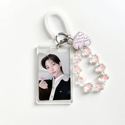 Crystal Butterfly 3inch Kpop Photocard Holder Photo Display Album Credit ID Card Bus Card Cover Keychains Protective Case