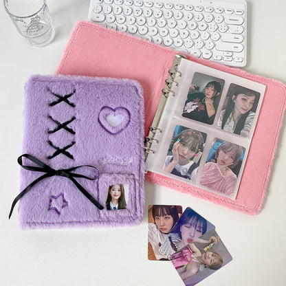 Plush A5 Binder Photocard Holder Photo Album Kpop Idol Photocards Collect Book Student School Notebook Фотоальбом 포카포장용품