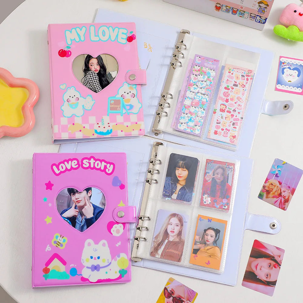 Kawaii Love A5 Kpop Photocard Binder Holder Picture Album Collect Book Idol Photo Card Album Student School Stationery