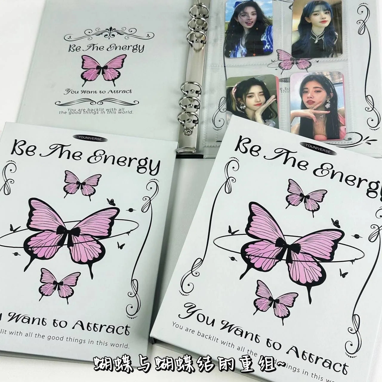 Cute Butterfly A5 Binder Photocard Holder Kpop Idol Photo Album Photocards Collect Book Album for Photographs Stationery