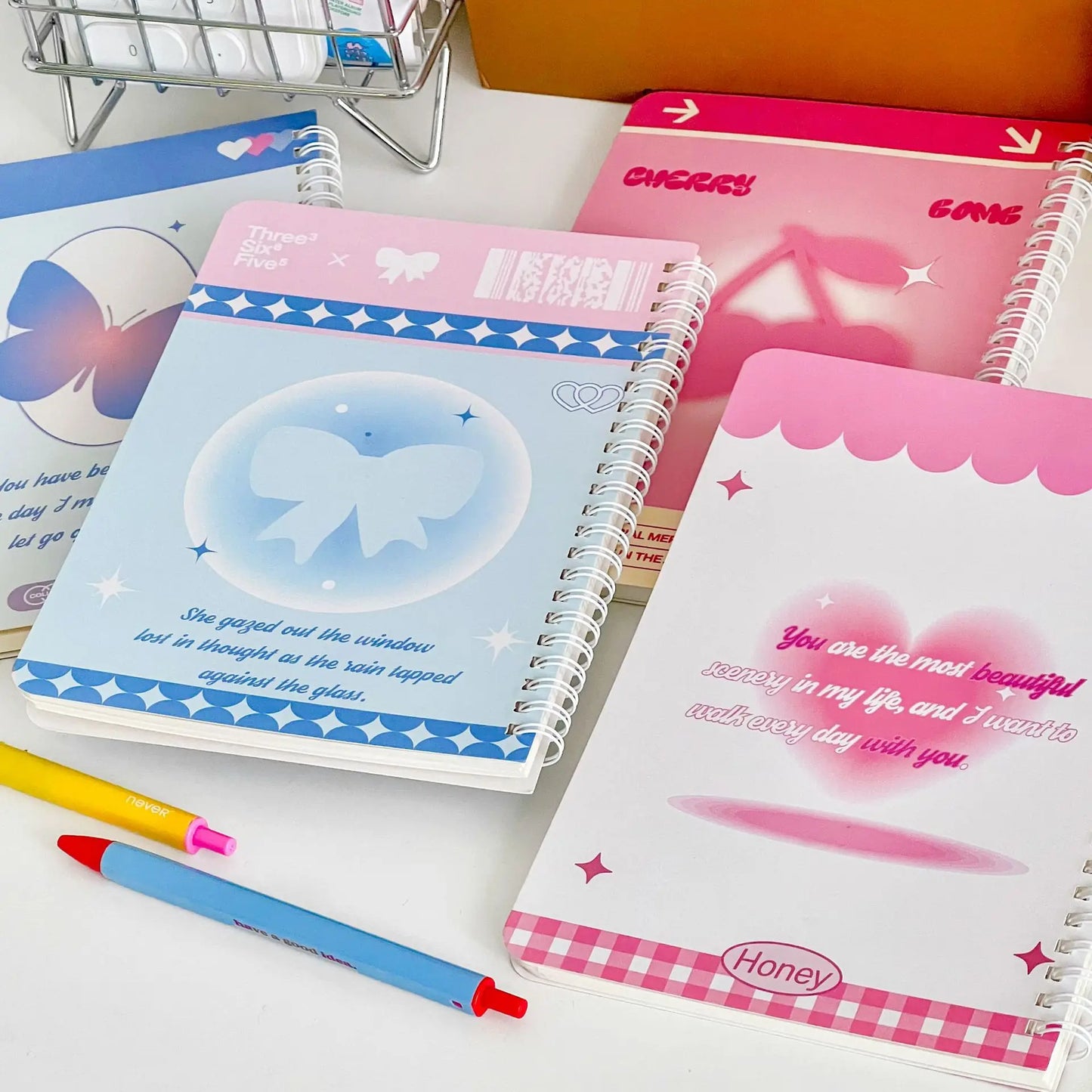 A5 Notebook Pink Blue Gradient Dream Butterfly Coil Notebook Sketchbook Painting Diary Drawing Office School Stationery