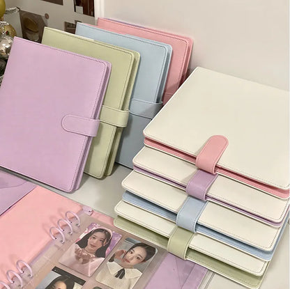 Macaroon A5 Kpop Photocard Binder Collect Book PU Photo Album Idol Picture Cards Storage Korea Kawaii School Stationery