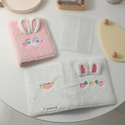 Plush Rabbit A5 Binder Photocard Holder Photo Album Kpop Idol Photocards Collect Book Kawaii Student School Stationery